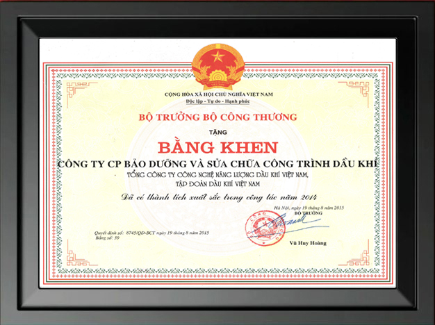 Bộ trưởng Bộ Công Thương - Tặng Bằng khen - đạt thành tích xuất sắc trong công tác